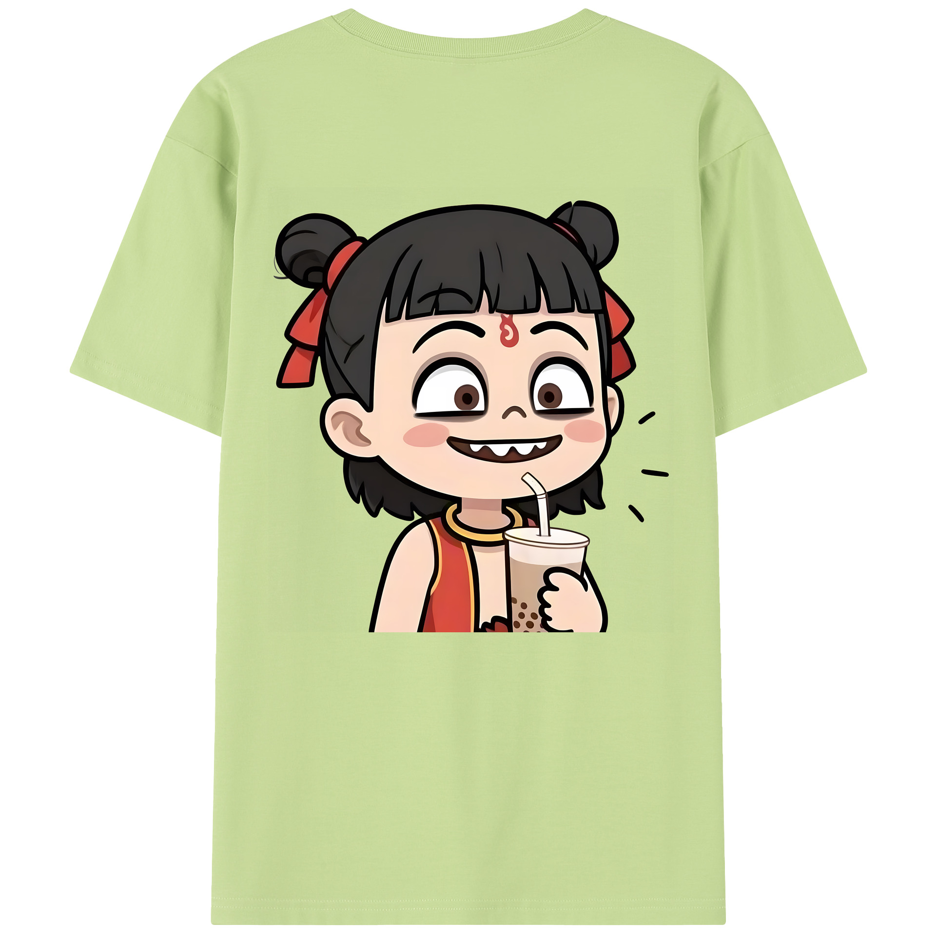 （画像用） Ne Zha 2 ナタ 魔童の大暴れ 綿100％半袖Tシャツ（背面プリント）